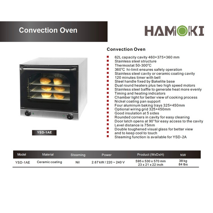 Convection Oven - 62 Litres with Enamelled Chamber