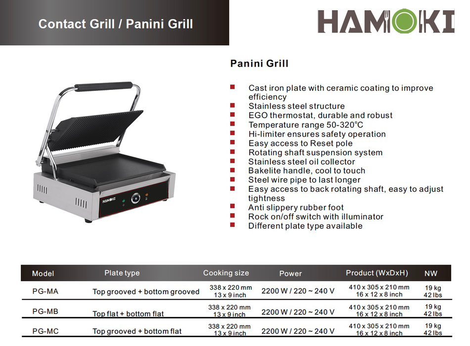 Contact Grill Double - Ribbed Top and Smooth Bottom