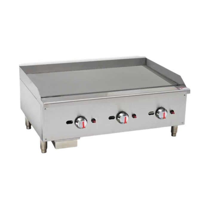 Gas Countertop Griddle with Chrome Plate - Triple Control