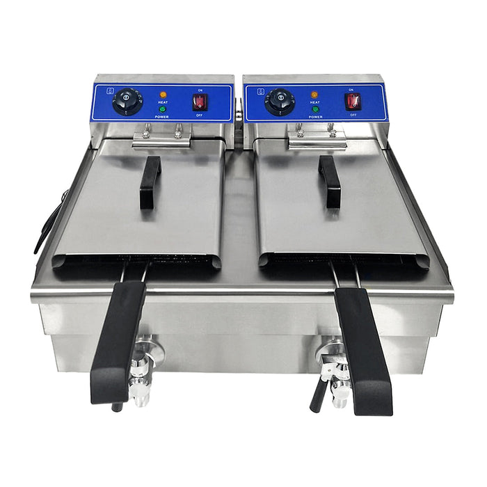 Cheftek 10+10L Double Electric Fryer With Tap