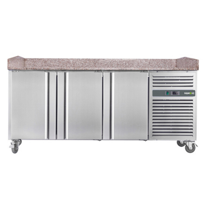 3 Door Refrigerated Pizza Counter with Granite Worktop - 485L (PZ3600)