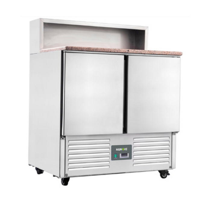 2 Door Refrigerated Salad Prep Counter with Granite Worktop - 215L (PS900)