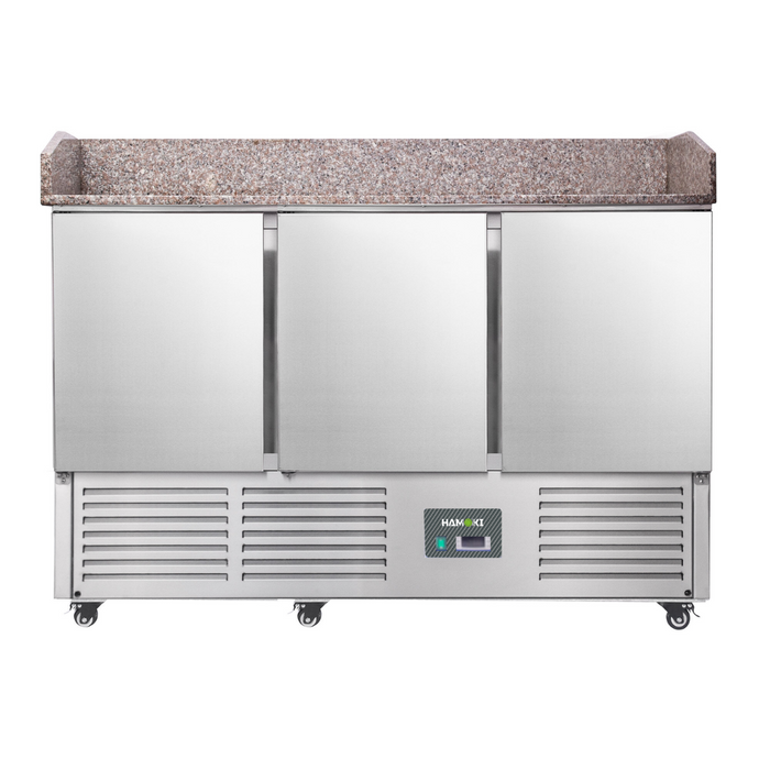 3 Door Refrigerated Salad Prep Counter with Granite Worktop - 346L (PZ903)