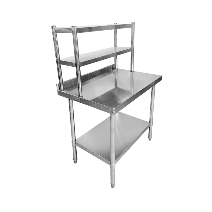 Stainless Steel Wall Prep table - 1000x600x900mm (WxDxH) With Double Chefs Gantry