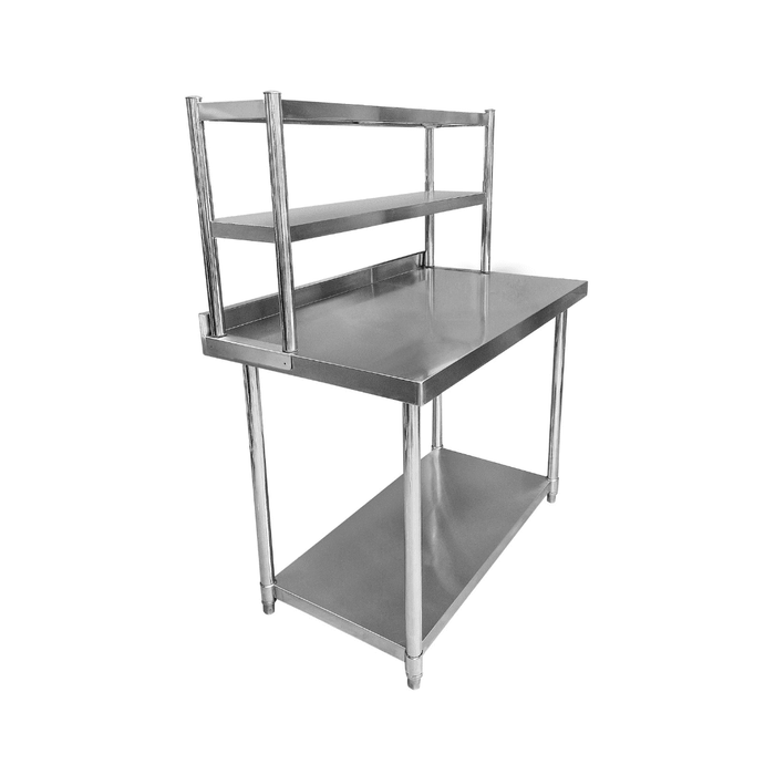 Stainless Steel Wall Prep table - 1200x700x900mm (WxDxH) With Double Chefs Gantry