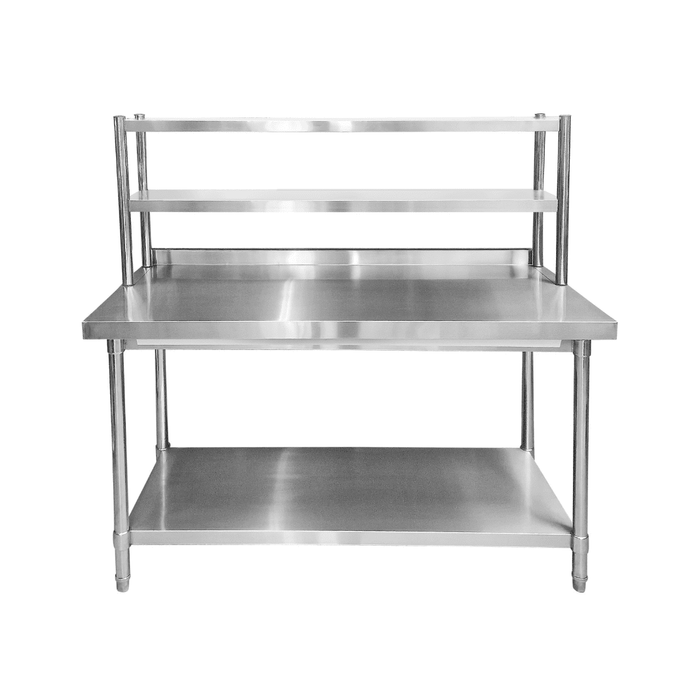 Stainless Steel Wall Prep table - 1500x600x900mm (WxDxH) With Double Chefs Gantry
