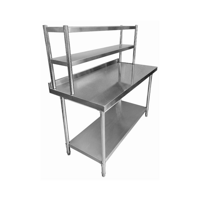 Stainless Steel Wall Prep table - 1500x700x900mm (WxDxH) With Double Chefs Gantry