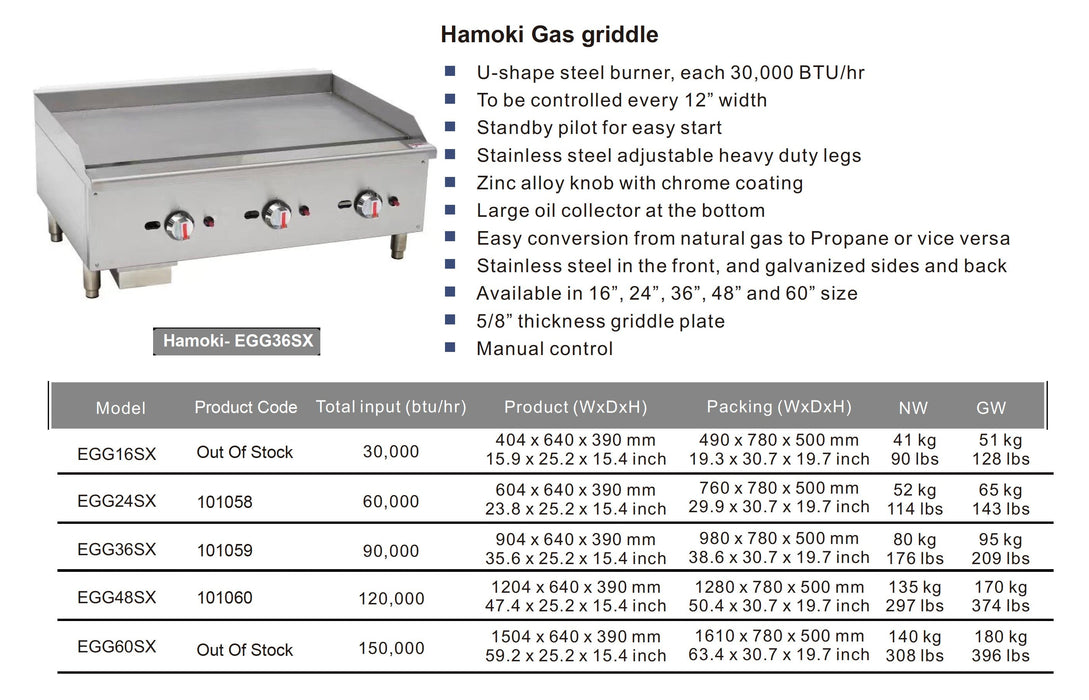 Gas Countertop Griddle - Triple Control