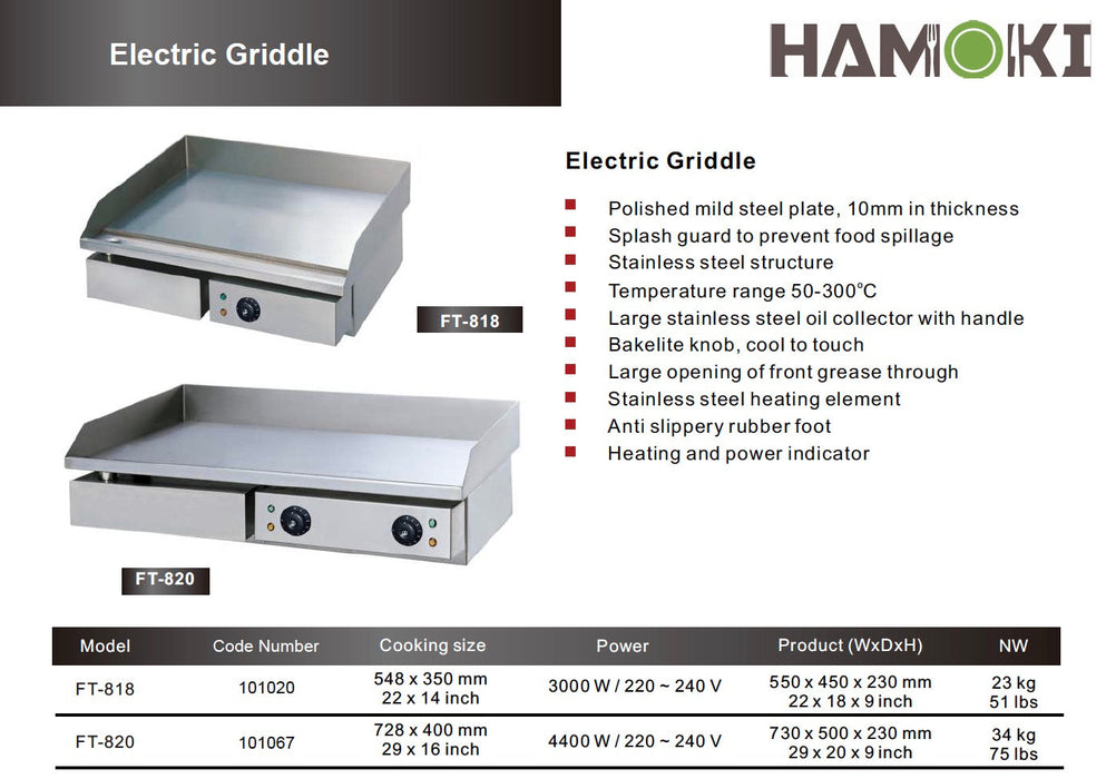 Electric Countertop Griddle - Single Flat Top 55mm