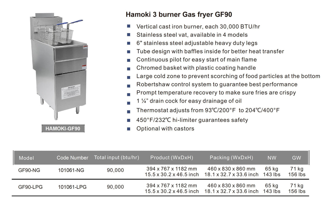 GF90 18L Single Tank Gas Fryer with Twin Baskets