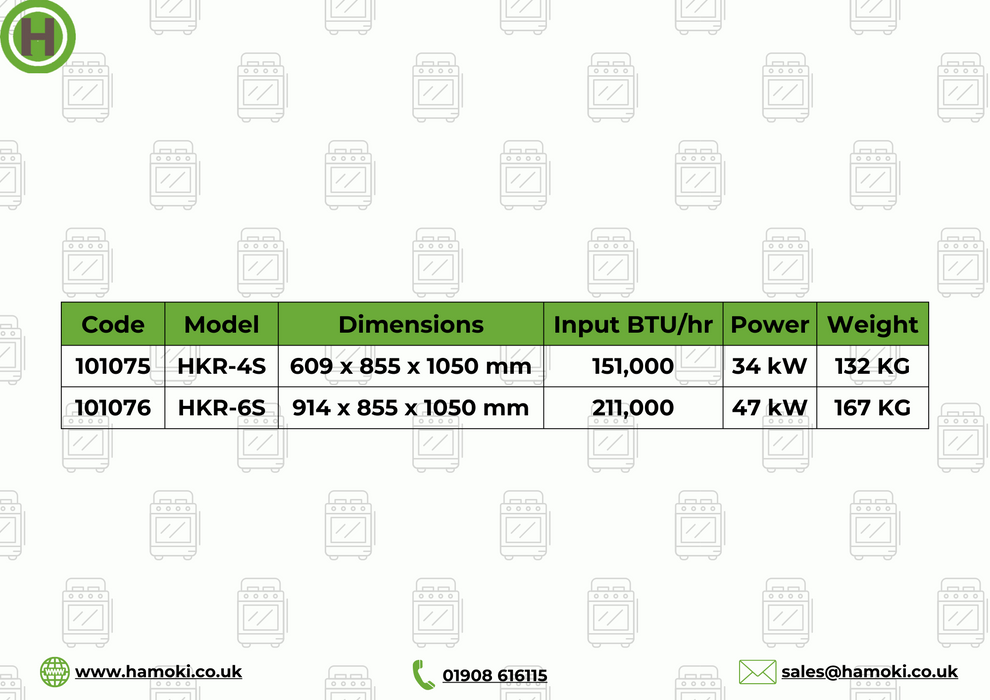 Hamoki Gas Range 4 Burner with Oven HKR-4S