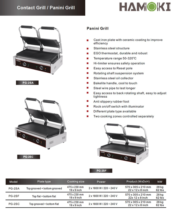 Contact Grill Twin / Ribbed Top & Smooth Bottom